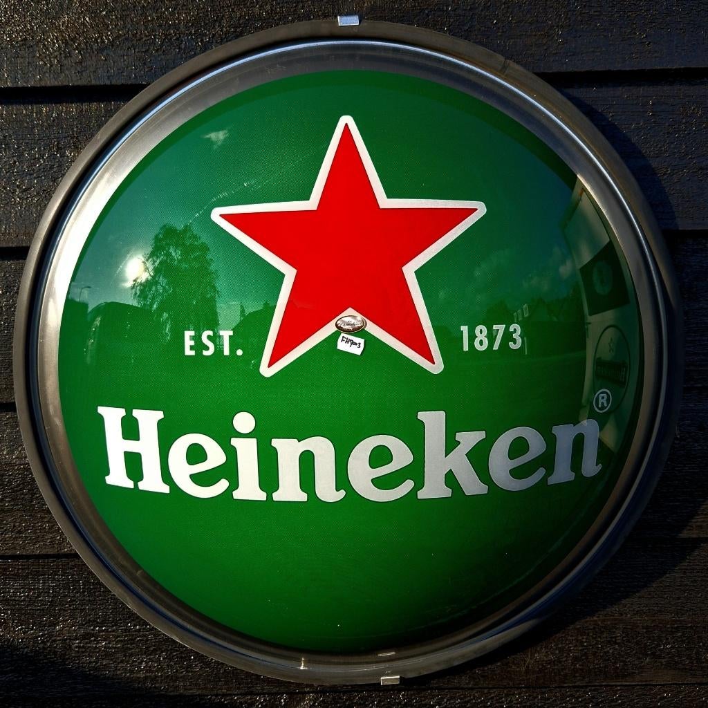 Heineken Bier lichtbakschaal met verlichting ø 81 cm FH7003, Ophalen, Zo goed als nieuw, Reclamebord, Plaat of Schild, Heineken