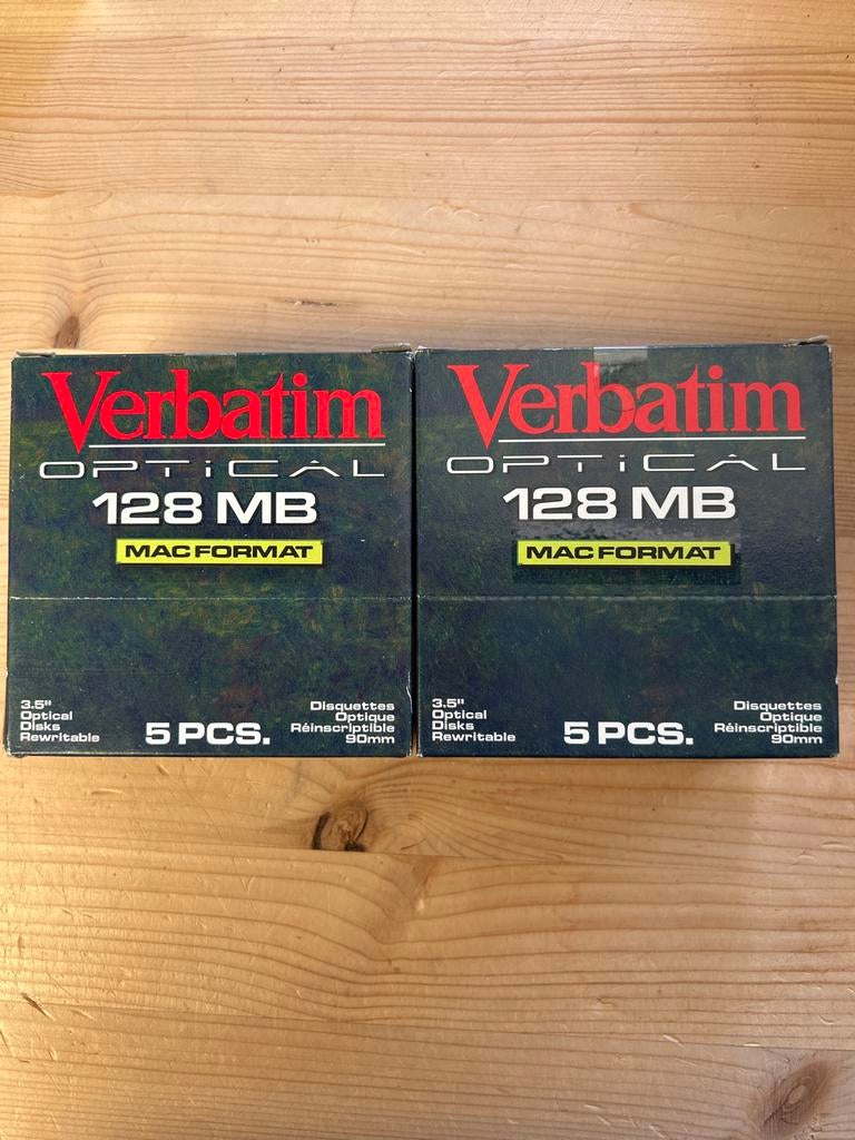 2x Verbatim Optical 128 MB Mac Format (5 stuks per doos), Computers en Software, Beschrijfbare discs, Nieuw, Overige typen, Herschrijfbaar