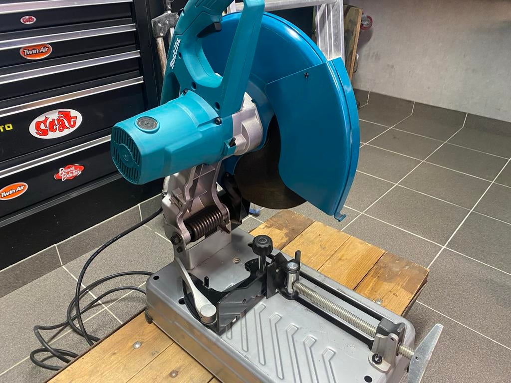 Makita LW1400 afkortzaag, Gebruikt, 70 mm of meer, Ophalen of Verzenden, Afkortzaag