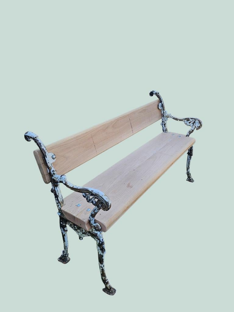 Vintage tuinbank met gietijzeren frame en houten zitting, Tuin en Terras, Ophalen, Gebruikt, Onbekend@voorbeeld.com, Onbekend
