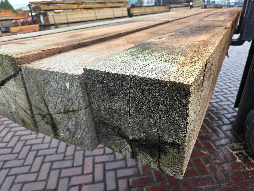 5 Hardhouten palen / balken 20x20 cm - 4.00 m lang- nr: HB51, Ophalen, 250 cm of meer, Balken, Hardhout
