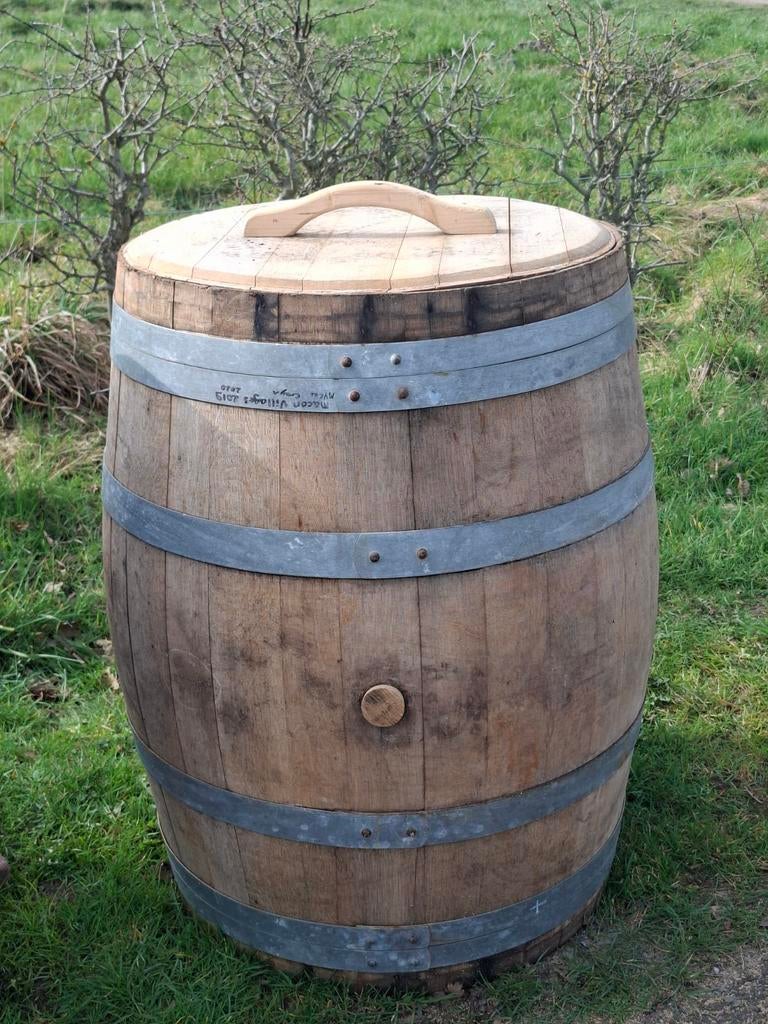 Eiken Wijnvaten en Whiskeyvaten - Regenton & Plantenbak, Tuin en Terras, Bloembakken en Plantenbakken, Ophalen, Gebruikt, Rond