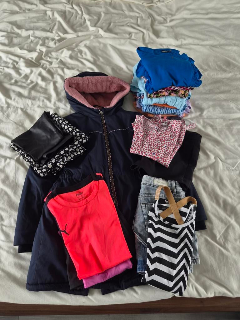Kledingpakket meisjes 134/140 (incl.zomerjurkjes+ winterjas), Ophalen of Verzenden, Zo goed als nieuw, Maat 140