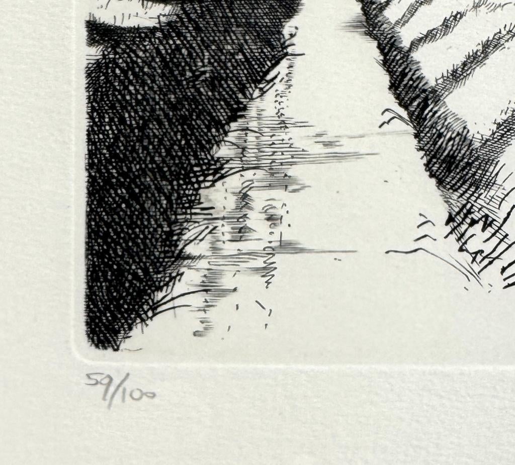 231. Ets, Franc van Oort - polderlandschap, 1984, Antiek en Kunst, Ophalen of Verzenden