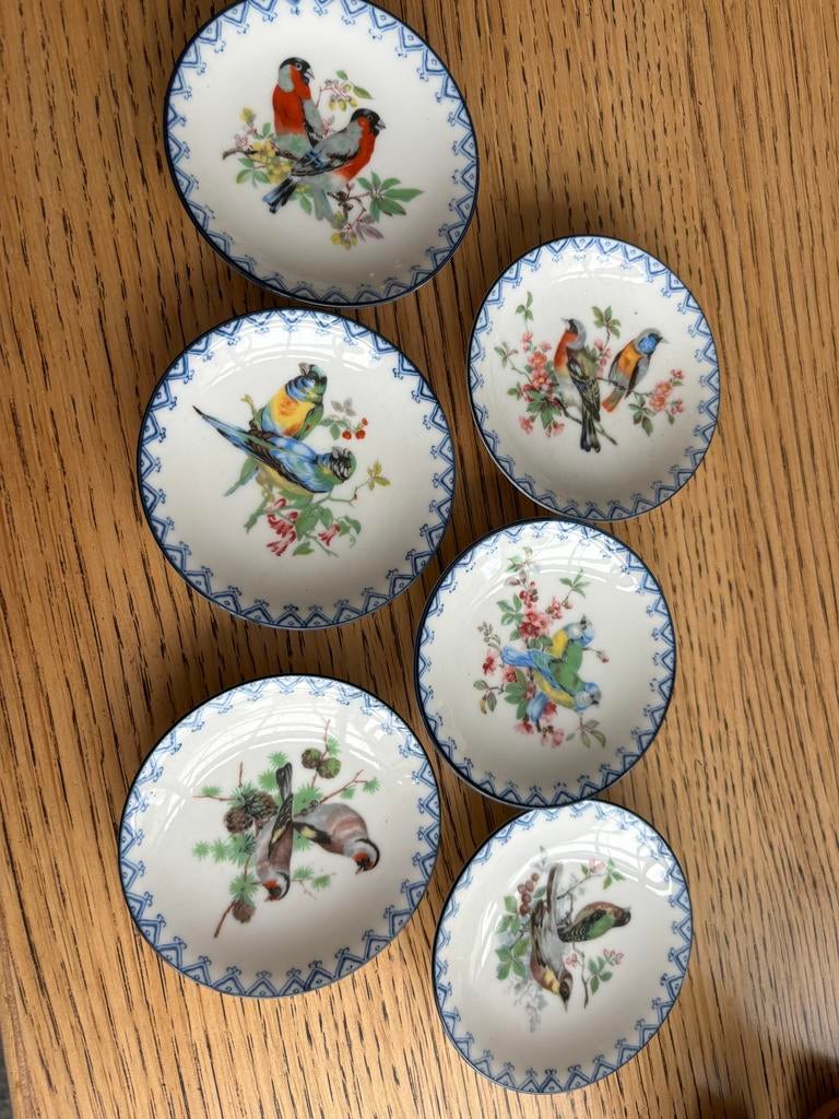 Set van 6 decoratieve mini bordjes met vogels, Ophalen