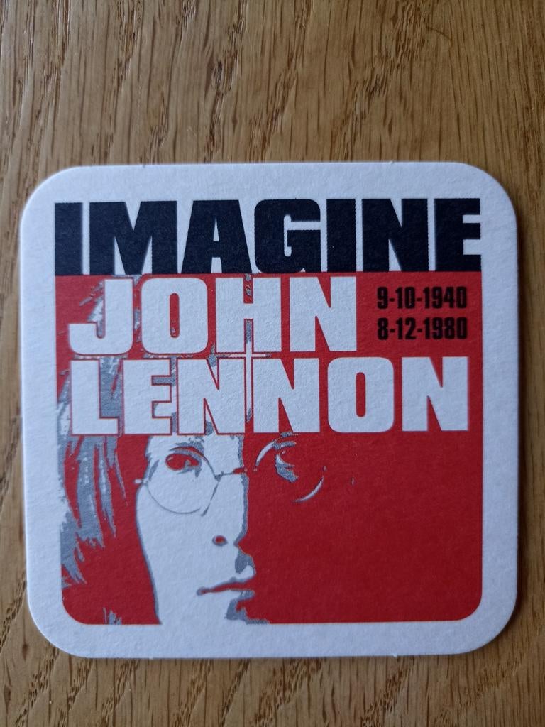 John Lennon bierviltje 40 jaar Imagine 9-10-1940/8-12-1980, Ophalen of Verzenden