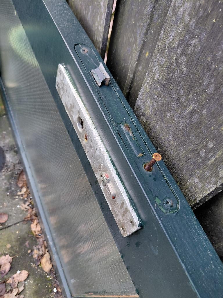 Houten buitendeur groen, Doe-het-zelf en Verbouw, Deuren en Horren, Ophalen, Gebruikt, 80 tot 100 cm, Buitendeur