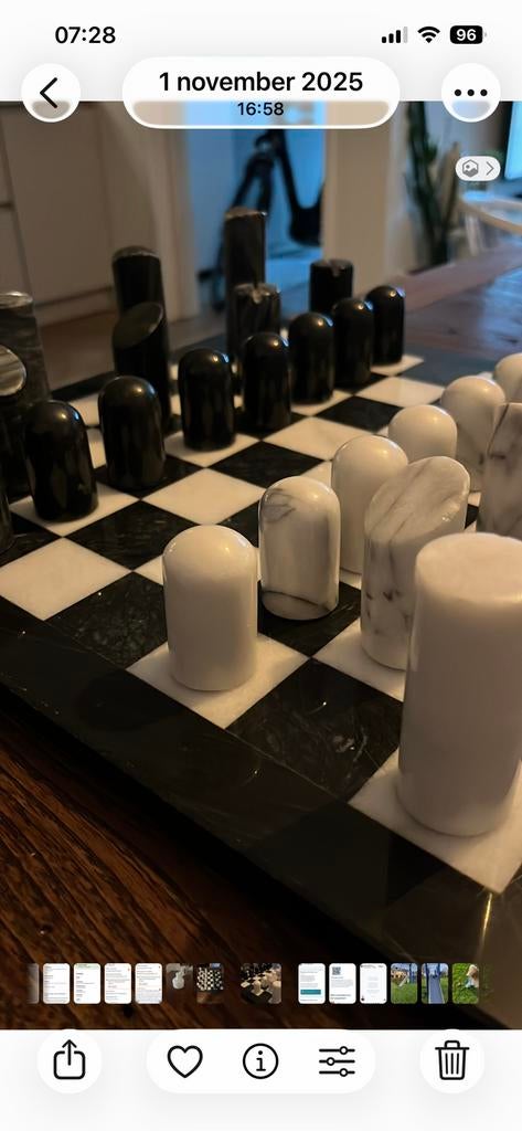 Marmer vintage schaakspel, Ophalen of Verzenden, Gebruikt