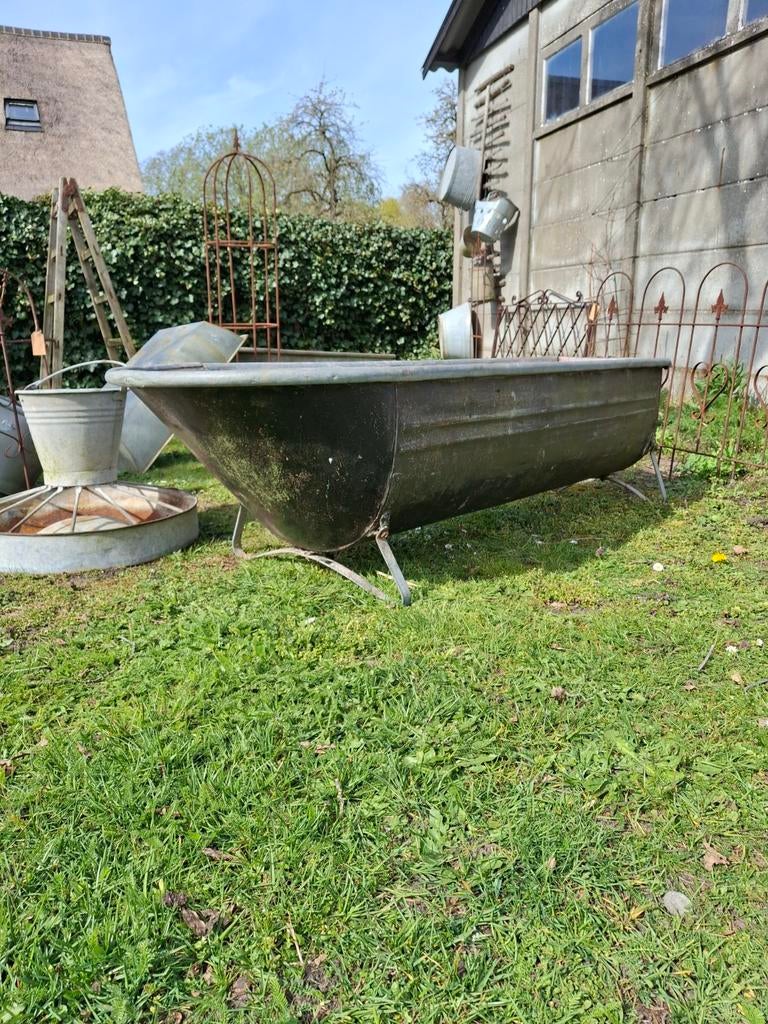 Grote zinken badkuip, Tuin en Terras, Ophalen, Rond, Metaal