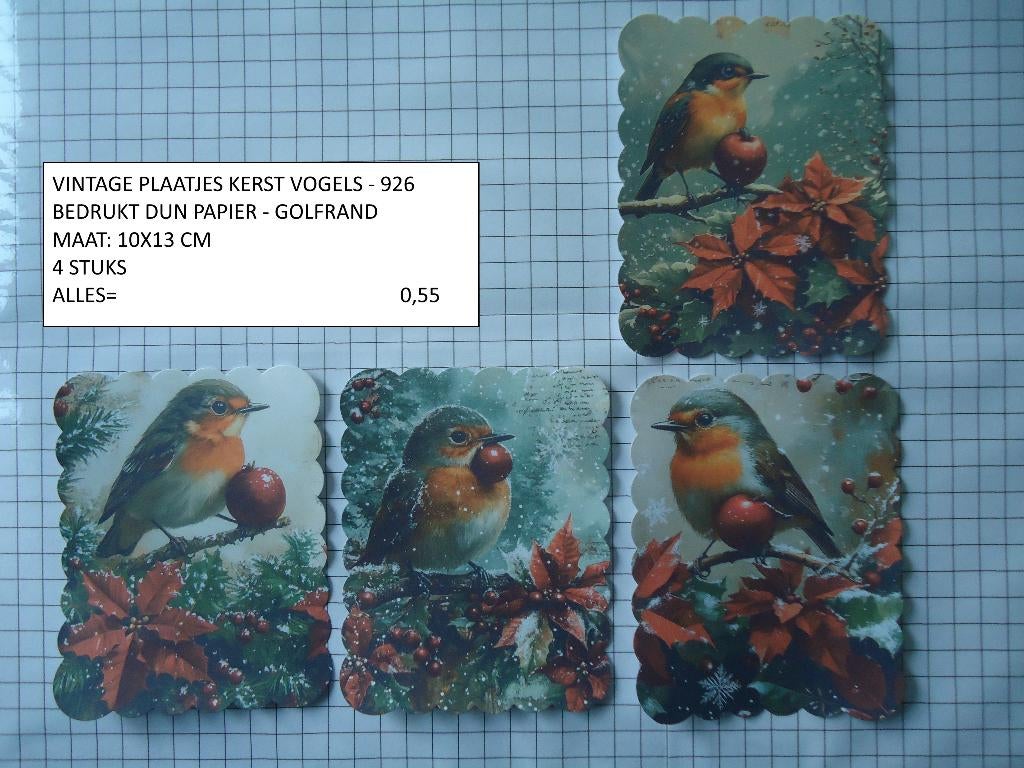⚠️nu 0,25: vintage plaatjes kerst vogel 926 ( alleen verzend, Hobby en Vrije tijd, Kaarten | Zelf maken, Ophalen, Nieuw, Kerst