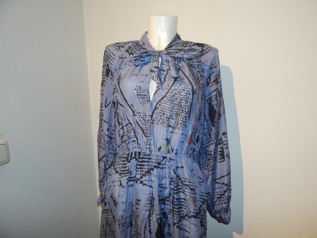 Forte Forte zijde jurk paars in print strik hals mt 3, Maat 38/40 (M), Forte Forte, Verzenden, Paars