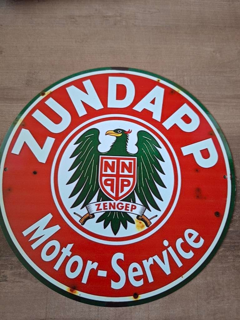 Zundapp Motor-Service metalen bord - 20 cm, Verzamelen, Ophalen of Verzenden