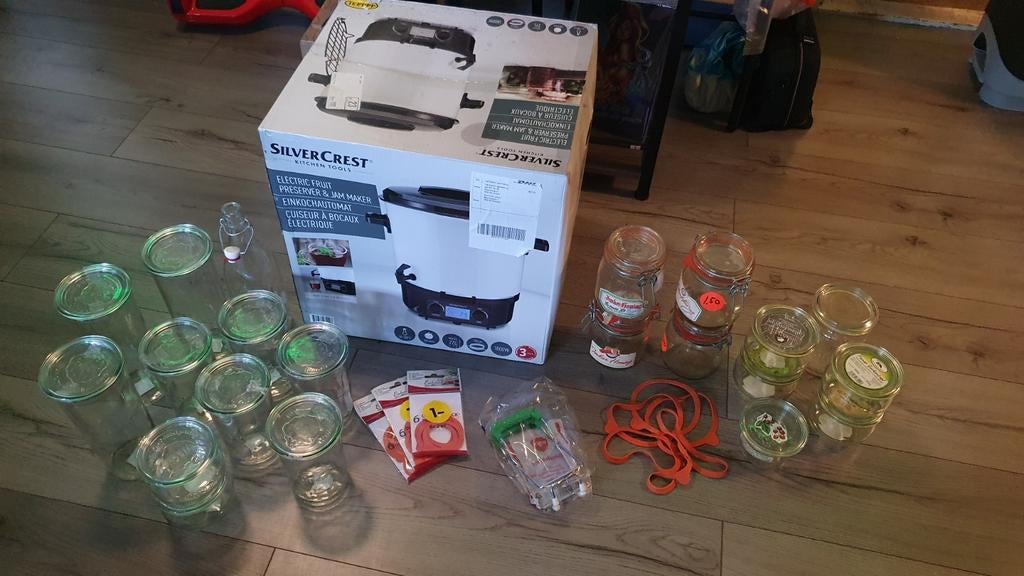 Weckketel met weckpotten en accessoires, Ophalen, Nieuw