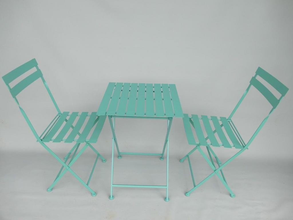 Groene inklapbare bistroset van ijzer - 2 stoelen en tafel, 2 zitplaatsen, Overige materialen, Onbekend, Nieuw