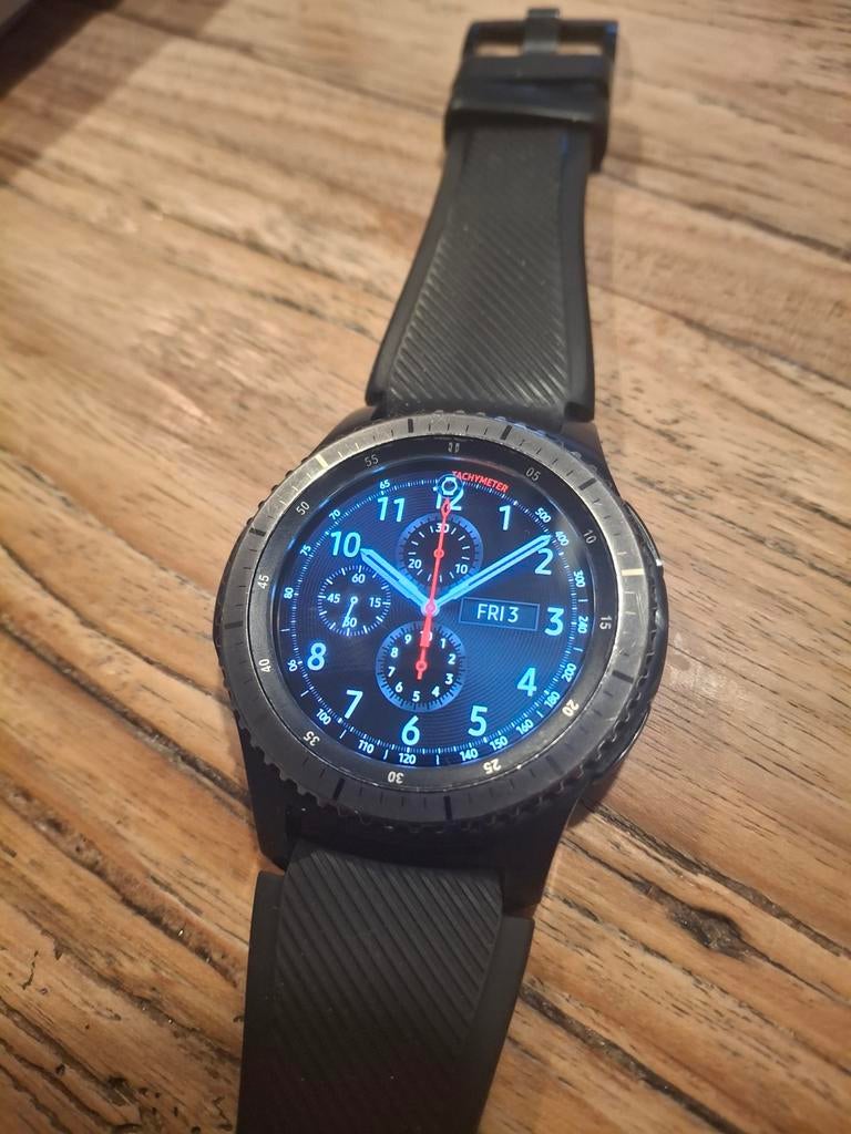 Samsung Gear S3 Frontier  met Lader, Gebruikt, Zwart, Ophalen of Verzenden, Samsung