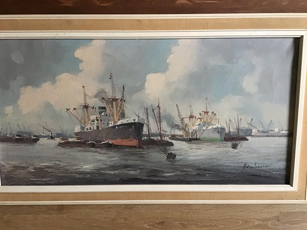 Havenzicht, Antiek en Kunst, Kunst | Schilderijen | Klassiek, Ophalen of Verzenden