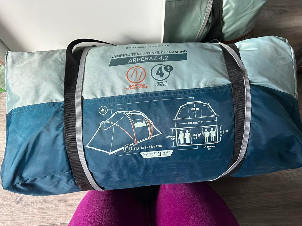 QUECHUA Koepeltent voor 4 personen Arpenaz 4.2, Caravans en Kamperen, Tenten, Ophalen, Zo goed als nieuw, Tot en met 4