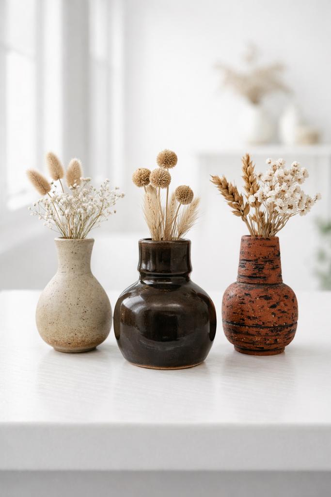 3 vintage vaasjes, als setje te koop., Ophalen of Verzenden