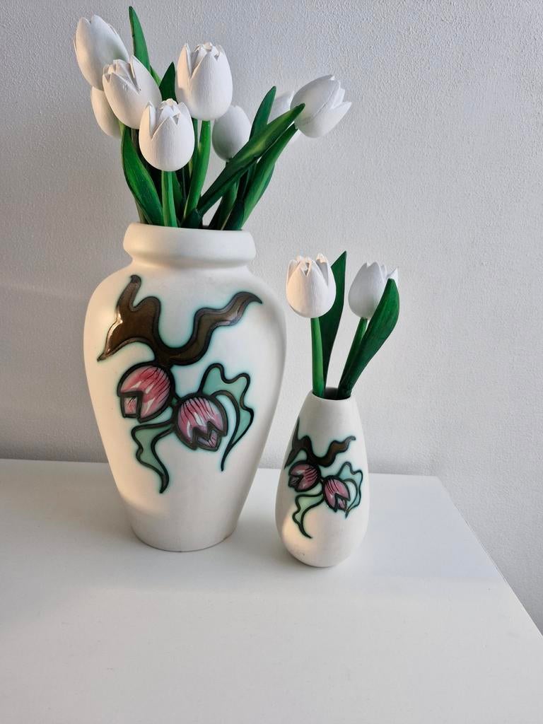 Flora Gouda Holland Bianca Vazen Set, Antiek en Kunst, Antiek | Vazen, Ophalen of Verzenden