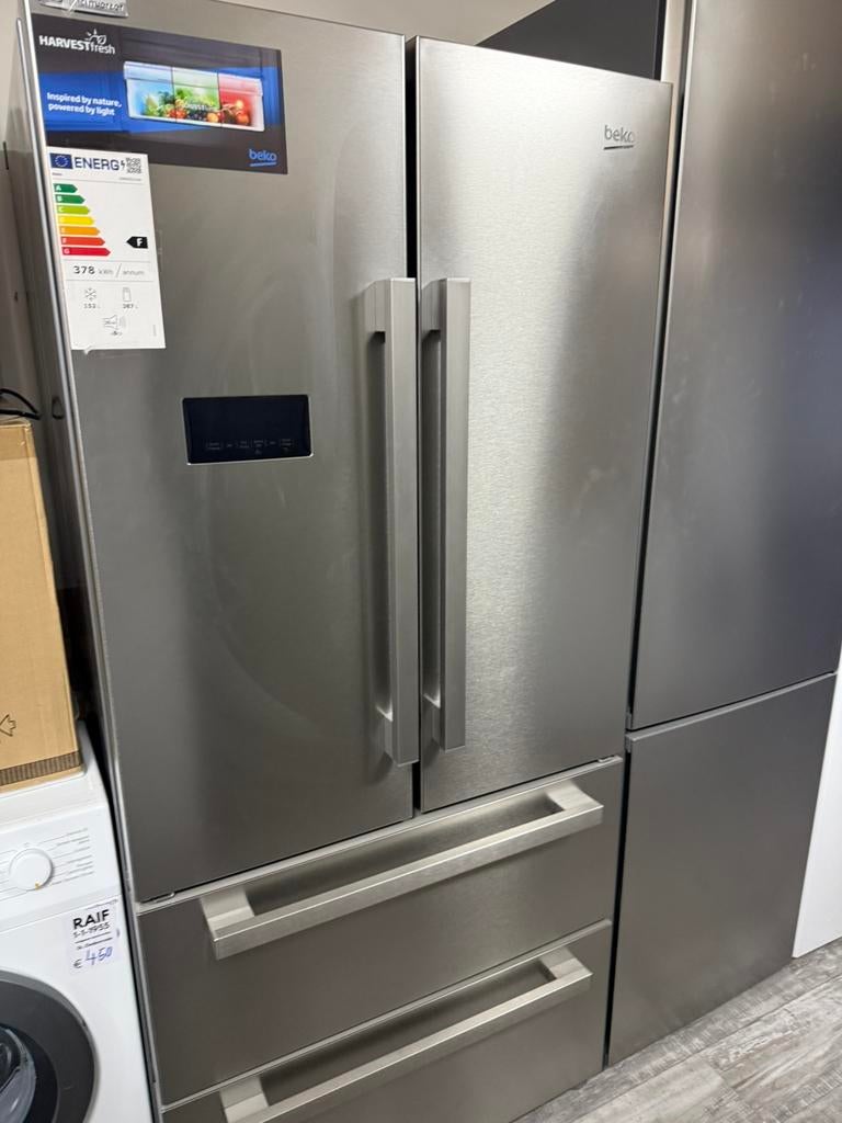 Beko GNE60531XN frigo américain Autoportante 539 L F Acier, Witgoed en Apparatuur, 200 liter of meer, 60 cm of meer, Met aparte vriezer