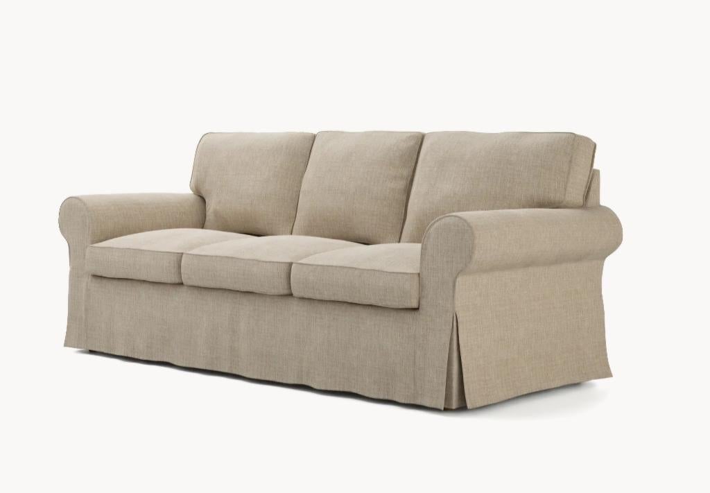 EKTORP HOES  voor een 3-zitsbank  Hallarp BEIGE, Ophalen, Tijdloos, modern, klassiek, landelijk, 75 tot 100 cm, Rechte bank