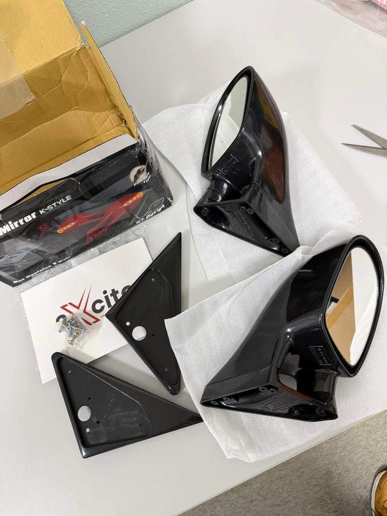 BMW E36 3-serie M3 spiegels zwart set + base plates NIEUW, Ophalen of Verzenden, H, H, H