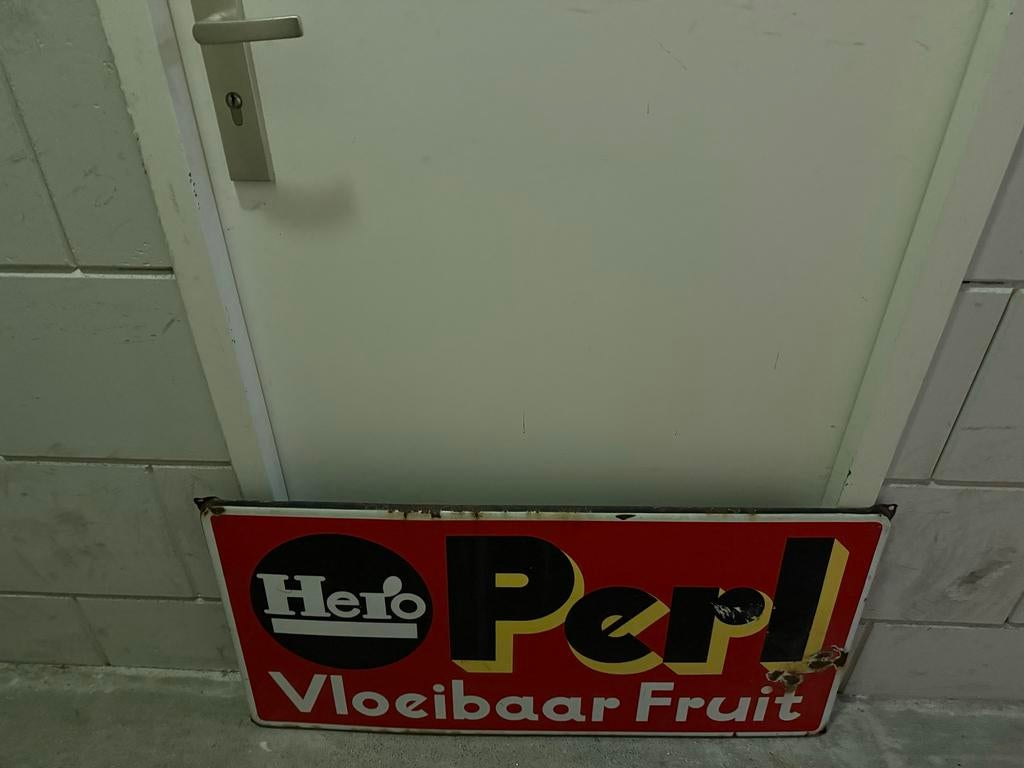 Vintage Hero Perle Reclamebord, Verzamelen, Merken en Reclamevoorwerpen, Ophalen, Gebruikt, Reclamebord