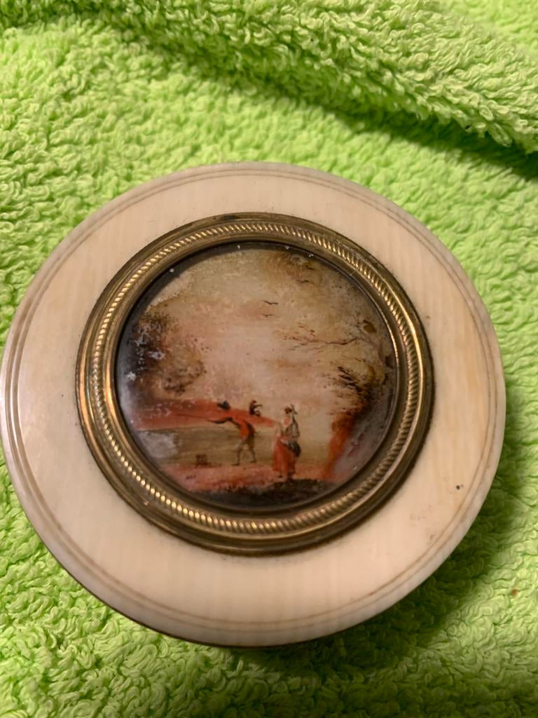 Antiek doosje met miniatuur, Ophalen of Verzenden