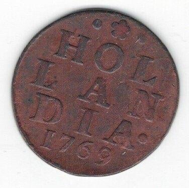 26-245 Holland 1 duit 1769, Postzegels en Munten, Munten | Nederland, Ophalen of Verzenden, Vóór koninkrijk, Overige waardes, Losse munt