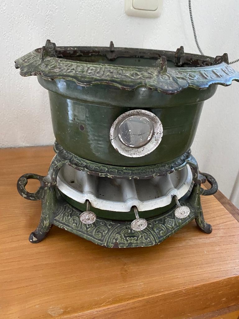 vintage antiek petroleumstel 3 pits Haller, Ophalen