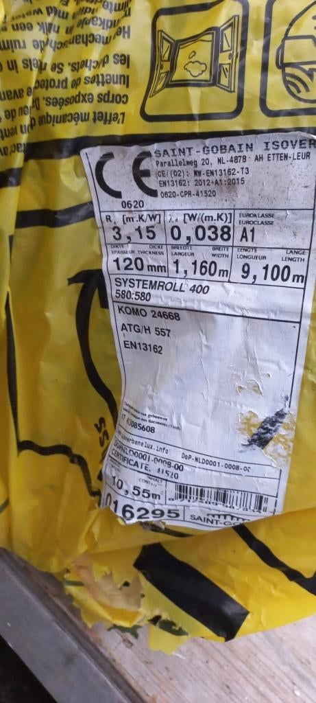 Glasvezel isolatie 12 cm dik en EPS vloerisolatie 2 cm, Ophalen, Dakisolatie, 12 cm of meer, Nieuw