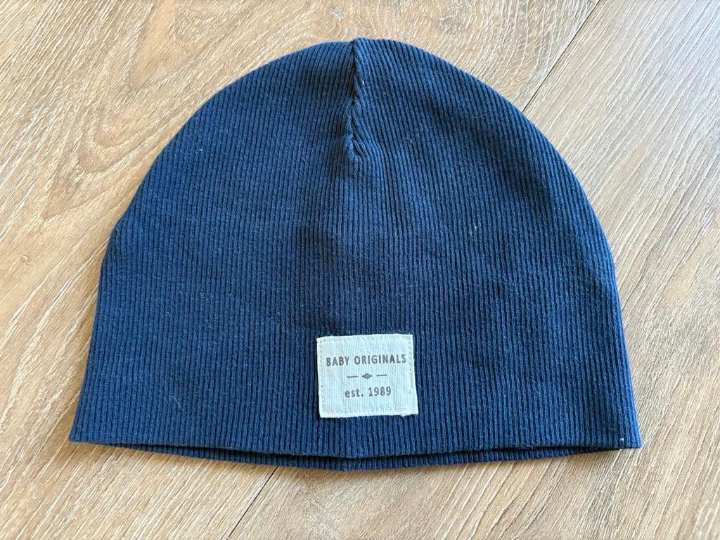 Donkerblauwe baby muts H&M maat 62/68, Ophalen of Verzenden, Zo goed als nieuw, Overige maten, Muts