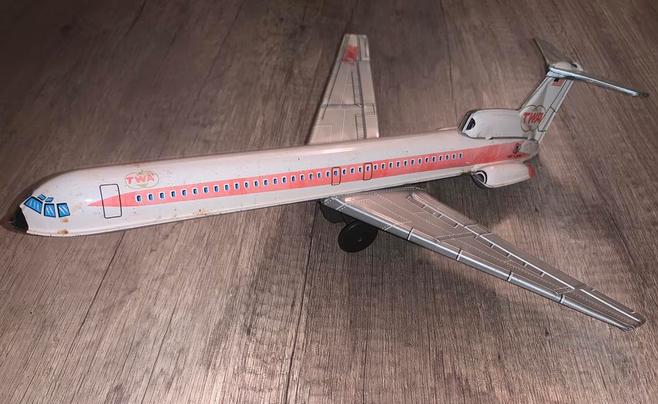 vintage tin TWA Boeing 727 speelgoedvliegtuig., Ophalen of Verzenden, Gebruikt