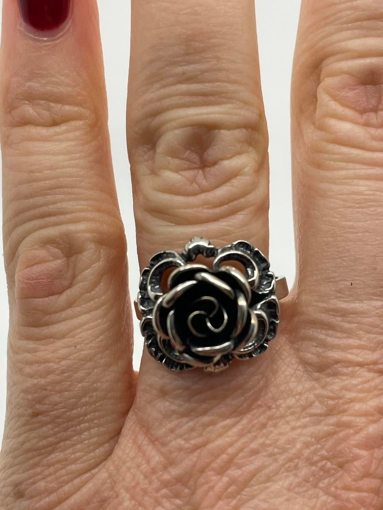 C156 Prachtige zilveren TEKA roosjes ring (verstelbaar), Ophalen of Verzenden, X, Dame, Zilver