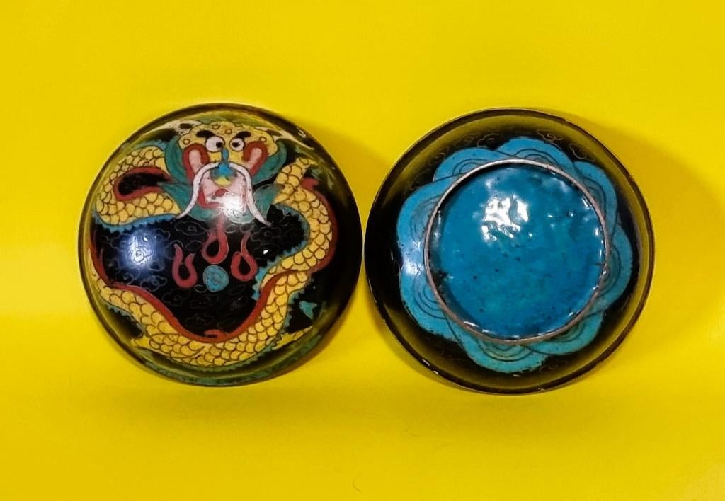 Cloisonne doosje met Draken Decor., Ophalen of Verzenden