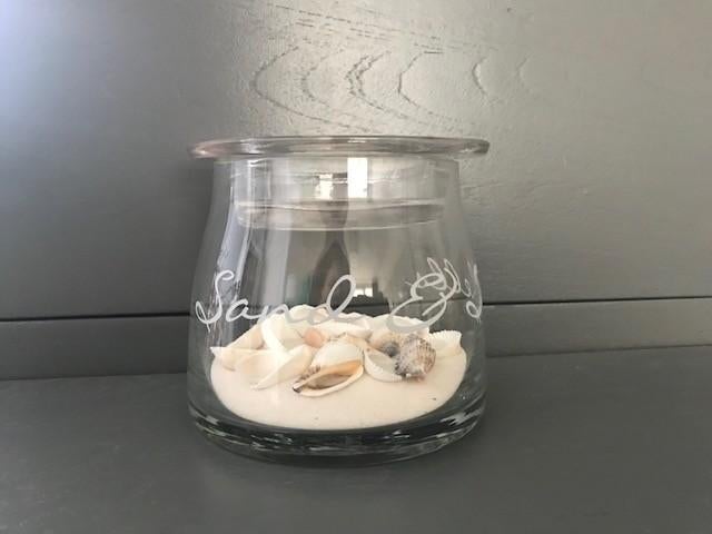 RIVIERA MAISON - windlicht/ glazen kandelaar SEA SHELLS, Huis en Inrichting, Woonaccessoires | Kandelaars en Kaarsen, Zo goed als nieuw