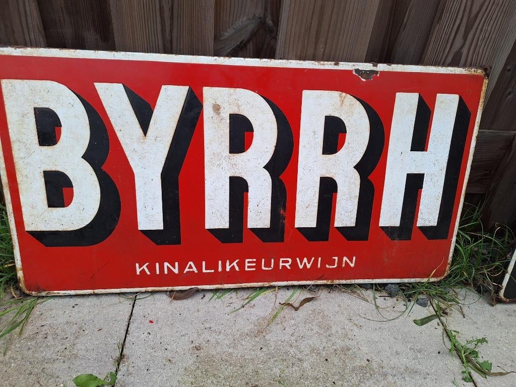 Emaille reclamebord BYRRH, Ophalen of Verzenden, Gebruikt, Reclamebord