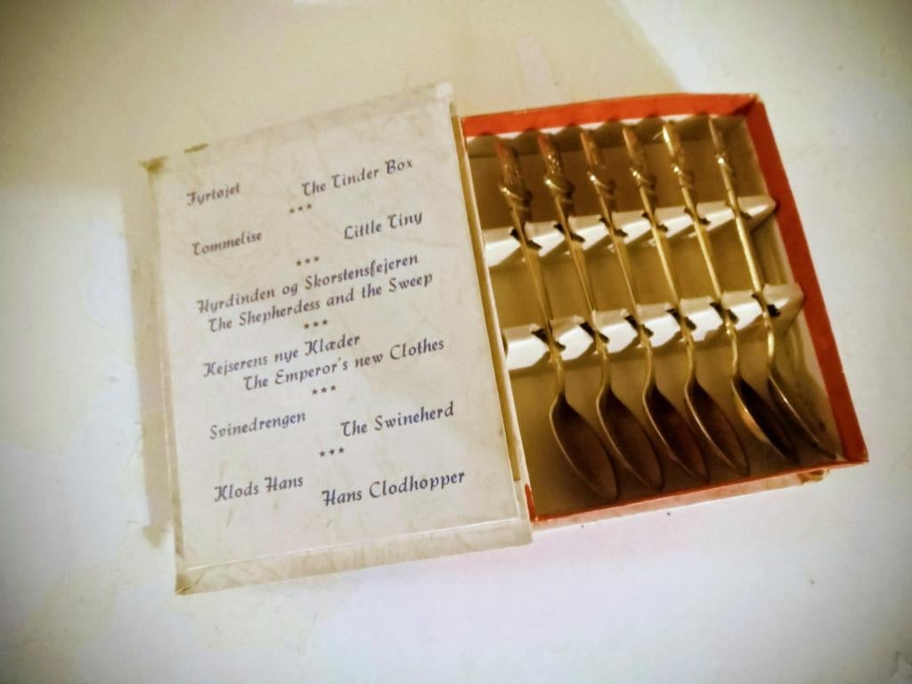 Vergulde vintage theelepeltjes set uit Denemarken., Antiek en Kunst, Antiek | Bestek, Ophalen of Verzenden