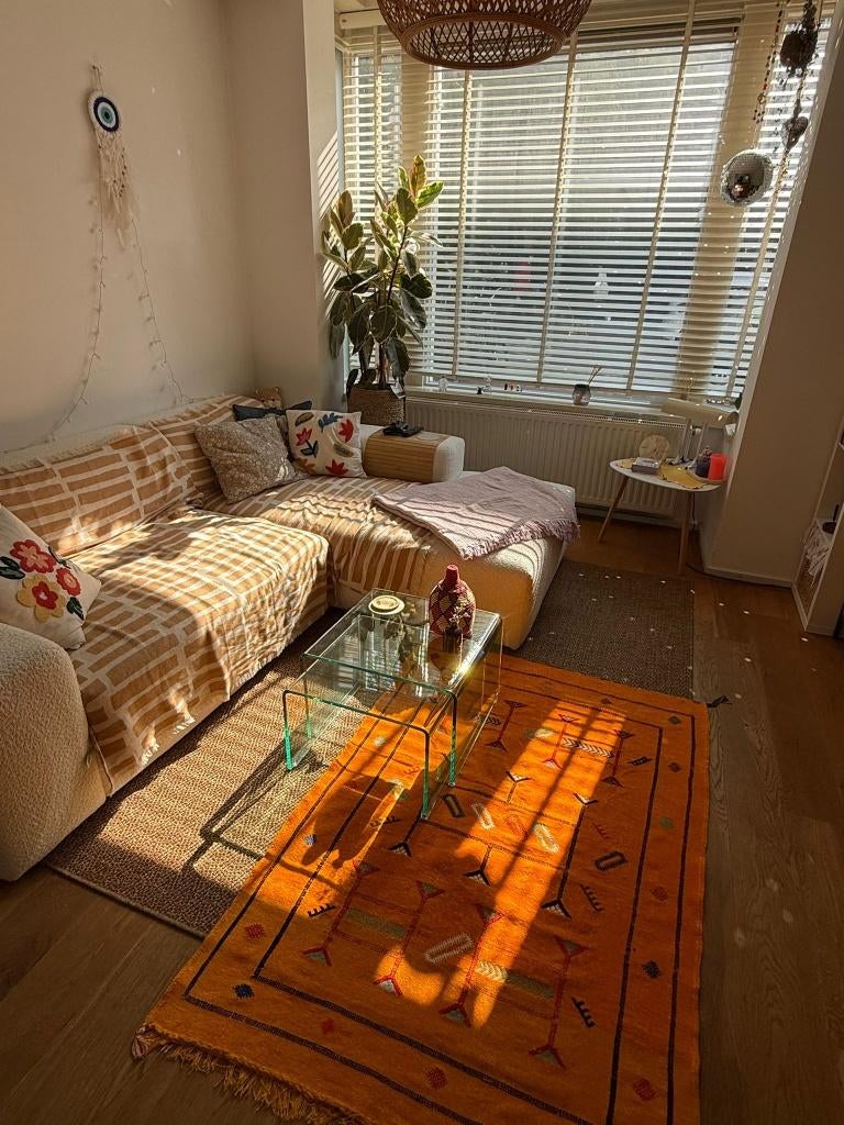 Sofa/sofa bed - Woonenzo teddy L shape bank (3-4 seater), Ophalen, Overige materialen, Teddy cream white, Zo goed als nieuw