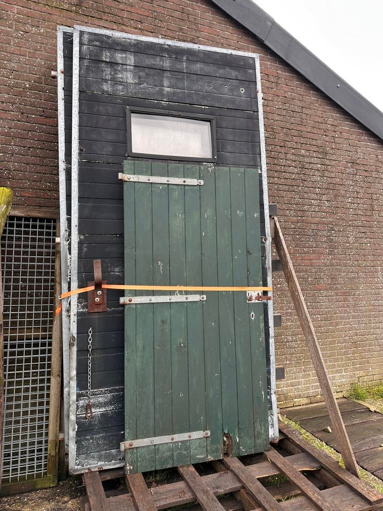 Twee grote staldeuren en loopdeur, Doe-het-zelf en Verbouw, Deuren en Horren, Ophalen, Gebruikt, Binnendeur, 120 cm of meer