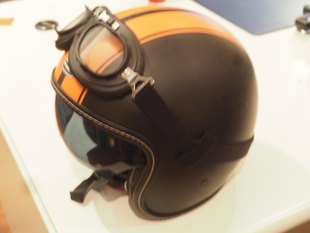 motorhelm met scherm en bril bayard, Heren, Jethelm, L, Tweedehands