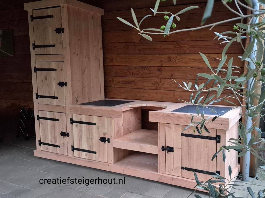 Buitenkeuken van douglashout toren kast koeling egg kamado, Tuin en Terras, Buitenkeukens, Ophalen of Verzenden, Nieuw, Houtskool