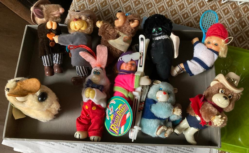 Vintage  knijp poppetjes/diertjes, 2,50 per stuk, Ophalen of Verzenden, Gebruikt, Overige typen