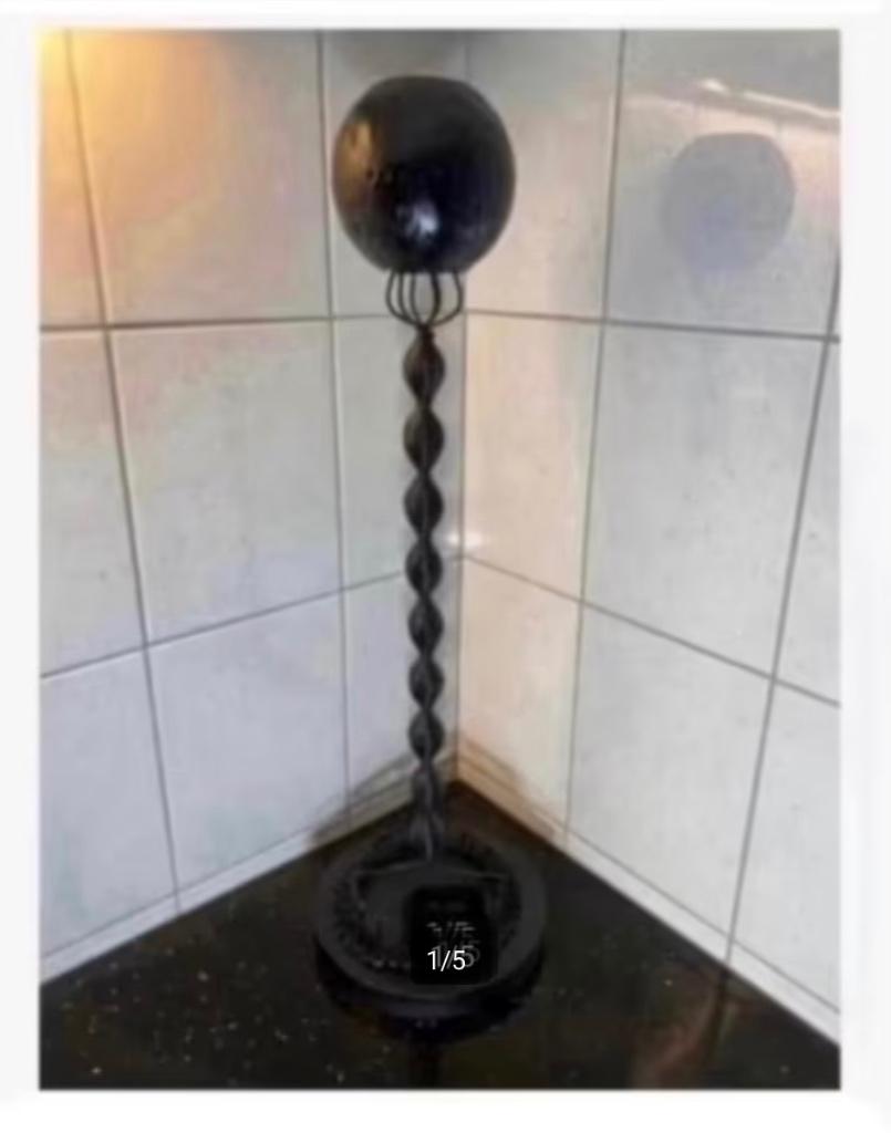 Korting Hoge metalen Brocante hoedenstandaard met hout, Ophalen of Verzenden