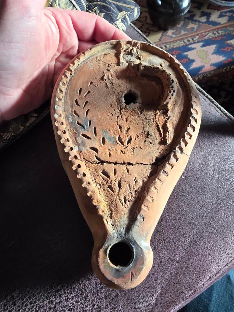 Grote romeinse olielamp, Ophalen of Verzenden, Overige materialen