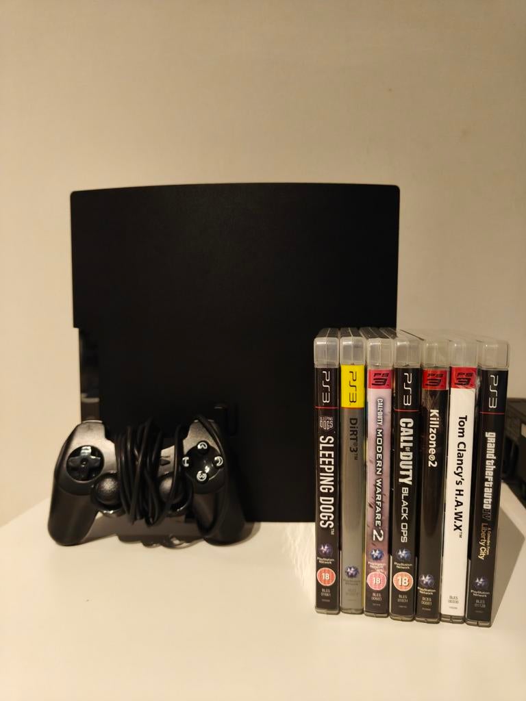 PS3 Slim 500GB met controller en diverse games, Ophalen of Verzenden, 500 GB, Met 1 controller, Slim
