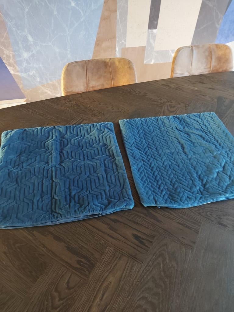 2 blauwe kussenslopen Dutch Decor 45x45cm, Ophalen of Verzenden