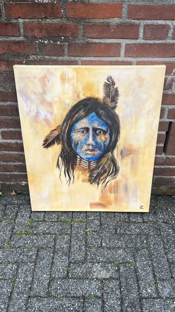 Schilderij – Portret Indiaan, Antiek en Kunst, Kunst | Schilderijen | Klassiek, Ophalen