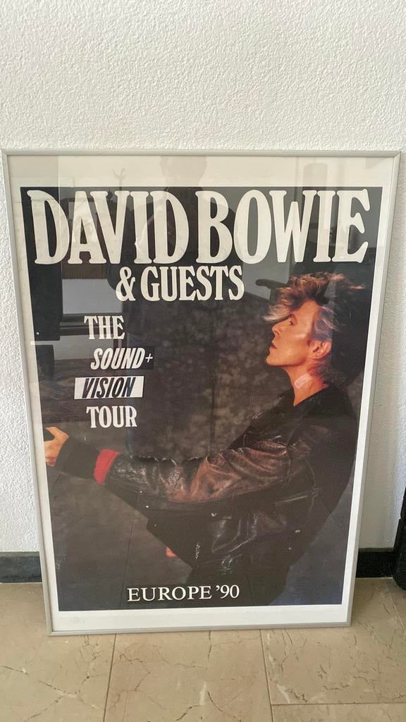 Poster David Bowie europa tour 1990, Ophalen, Rechthoekig Staand, Met lijst, Zo goed als nieuw