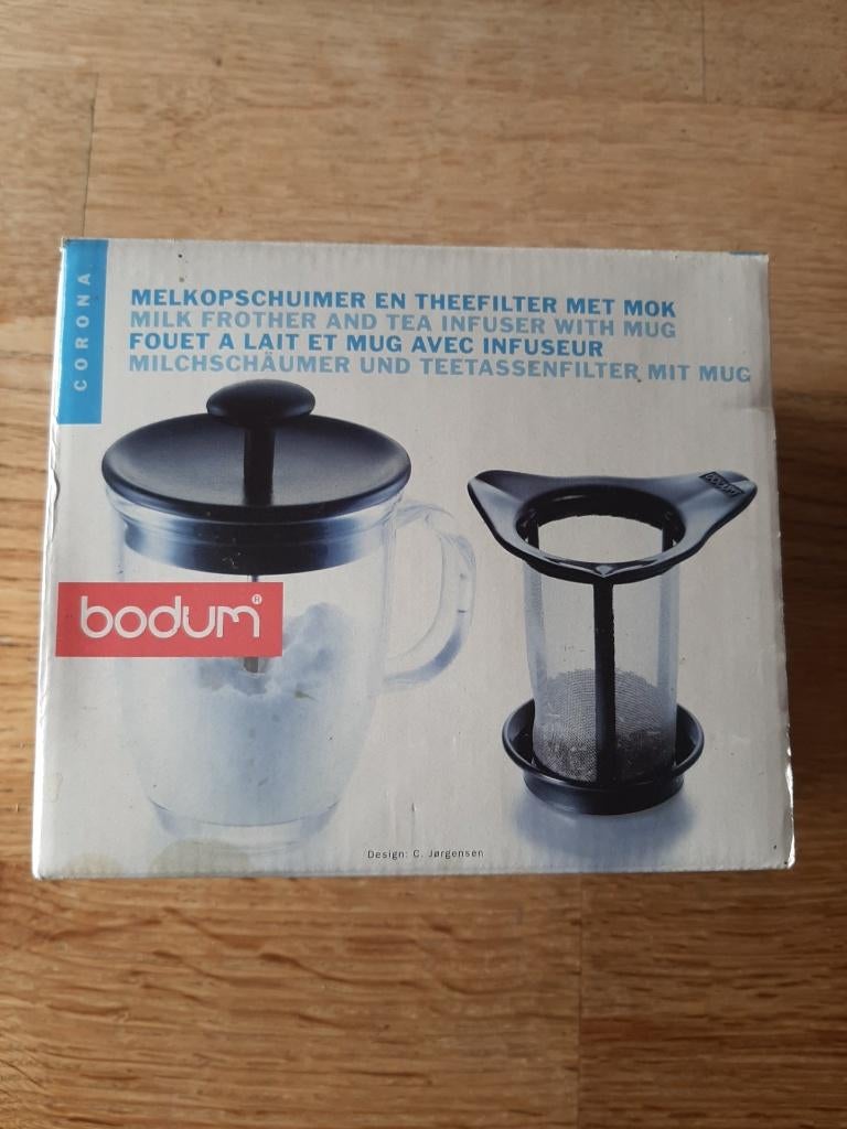 Bodum melkopschuimer en theefilter met mok, Ophalen of Verzenden, Nieuw